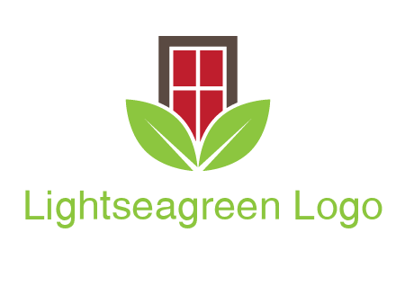 window with leaves logo