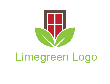 window with leaves logo