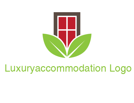 window with leaves logo