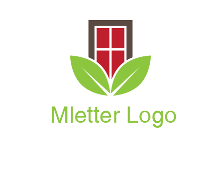window with leaves logo