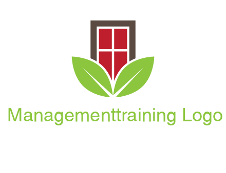 window with leaves logo