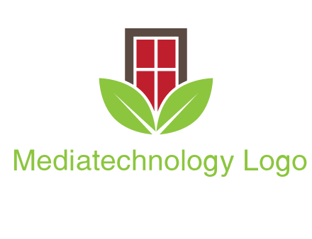 window with leaves logo