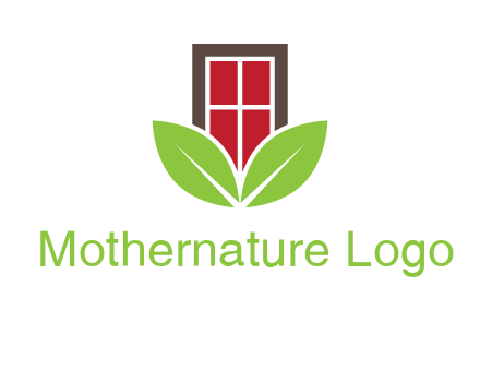 window with leaves logo