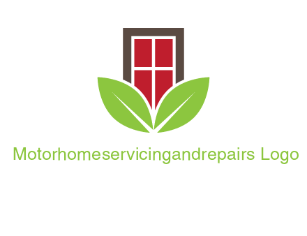 window with leaves logo