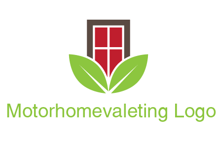 window with leaves logo