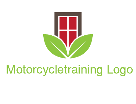 window with leaves logo