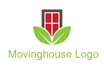 window with leaves logo