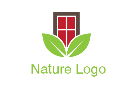 window with leaves logo