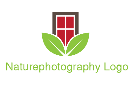 window with leaves logo