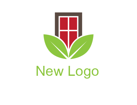 window with leaves logo