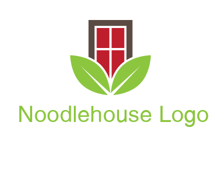 window with leaves logo