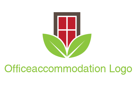 window with leaves logo