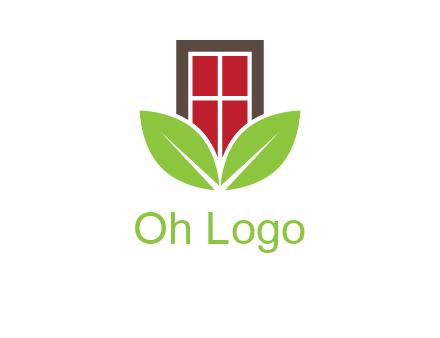 window with leaves logo