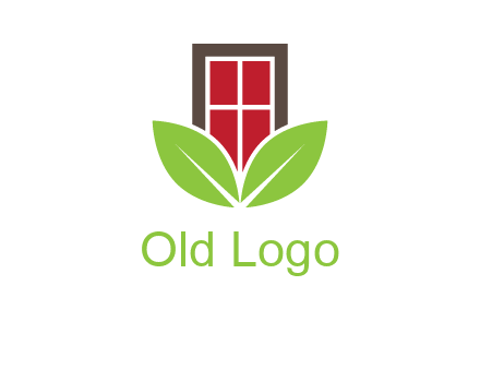 window with leaves logo