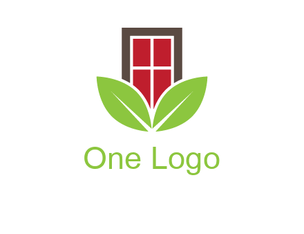 window with leaves logo