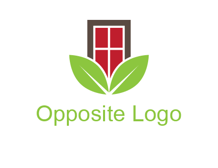 window with leaves logo