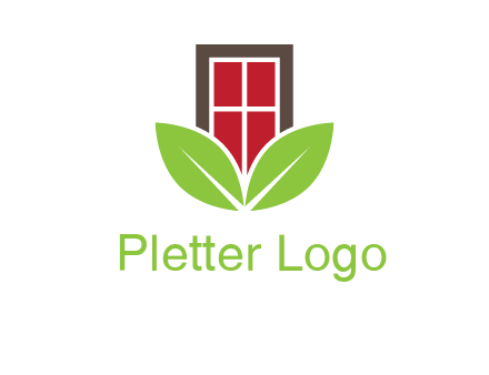 window with leaves logo