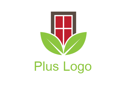 window with leaves logo