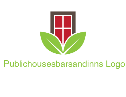 window with leaves logo