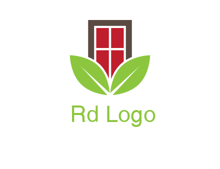 window with leaves logo