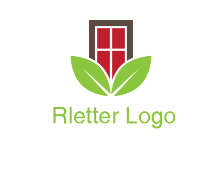 window with leaves logo