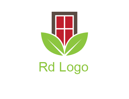 window with leaves logo