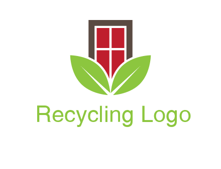window with leaves logo