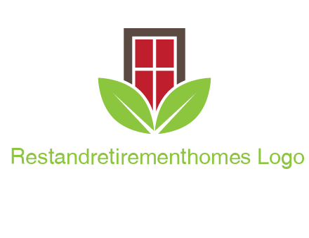 window with leaves logo