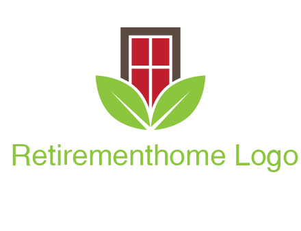 window with leaves logo