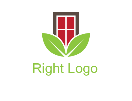 window with leaves logo