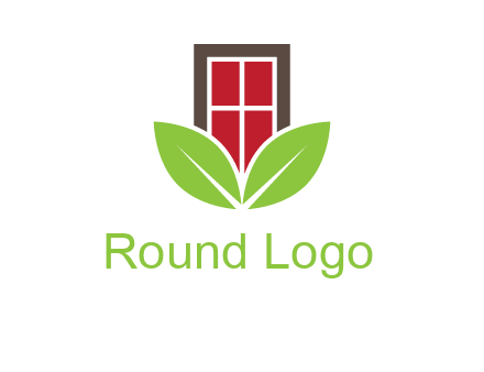 window with leaves logo