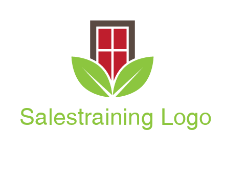 window with leaves logo