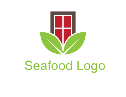 window with leaves logo