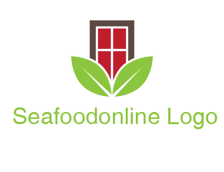 window with leaves logo