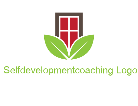 window with leaves logo