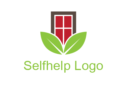 window with leaves logo
