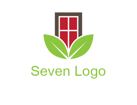 window with leaves logo