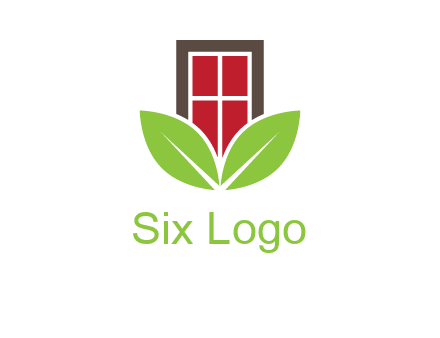 window with leaves logo