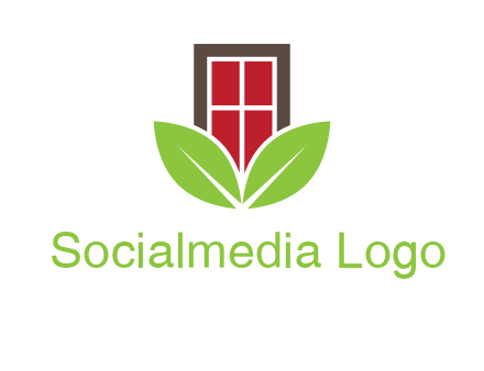 window with leaves logo