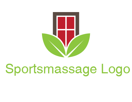 window with leaves logo