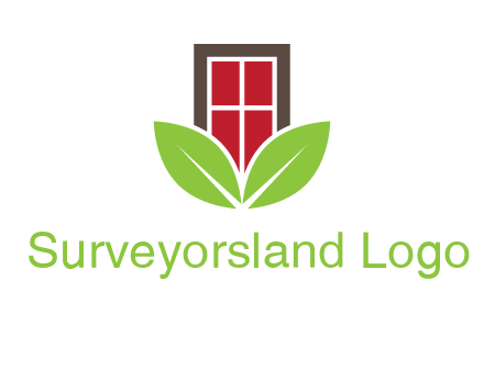 window with leaves logo