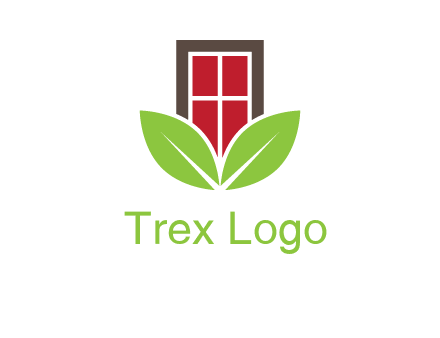 window with leaves logo