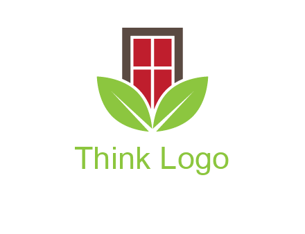 window with leaves logo