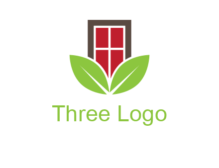 window with leaves logo