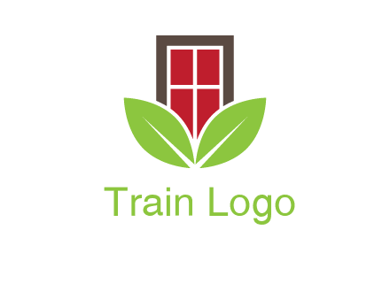window with leaves logo