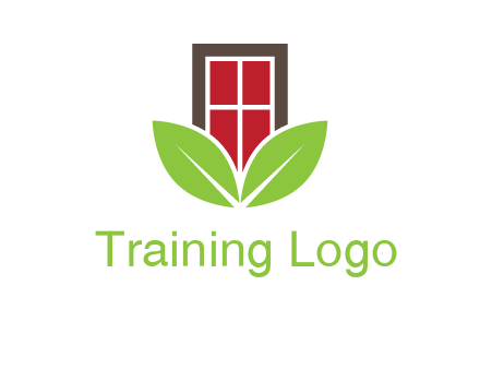 window with leaves logo