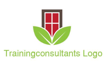 window with leaves logo