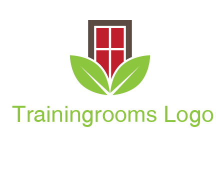 window with leaves logo