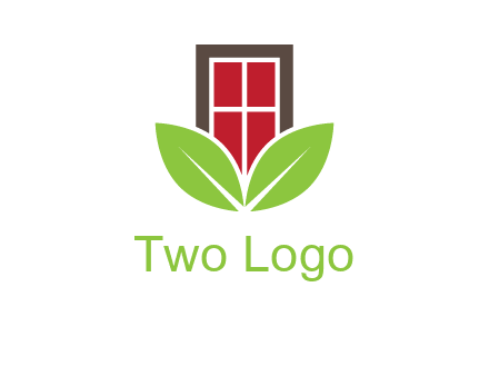 window with leaves logo