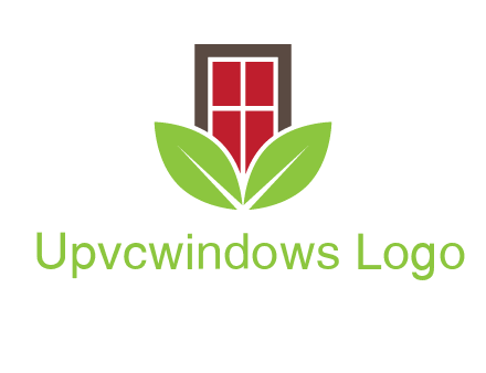 window with leaves logo
